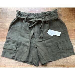 NWT Sanctuary Paperbag Cargo Shorts Tie Belt Army Green Olive 5" Inseam Medium